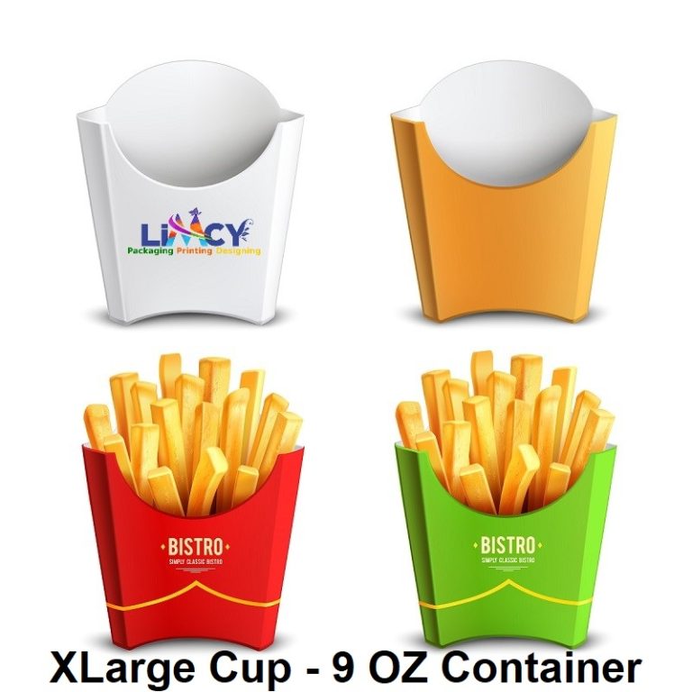 Custom French Fry Boxes - Large Cup - 9 OZ Container - Wholesale Price