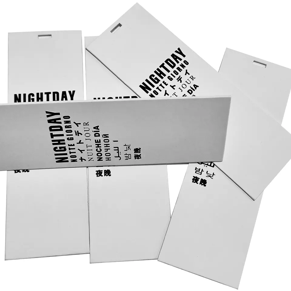 Embossed with Brand Logo Custom Rectangle Hang Tags White