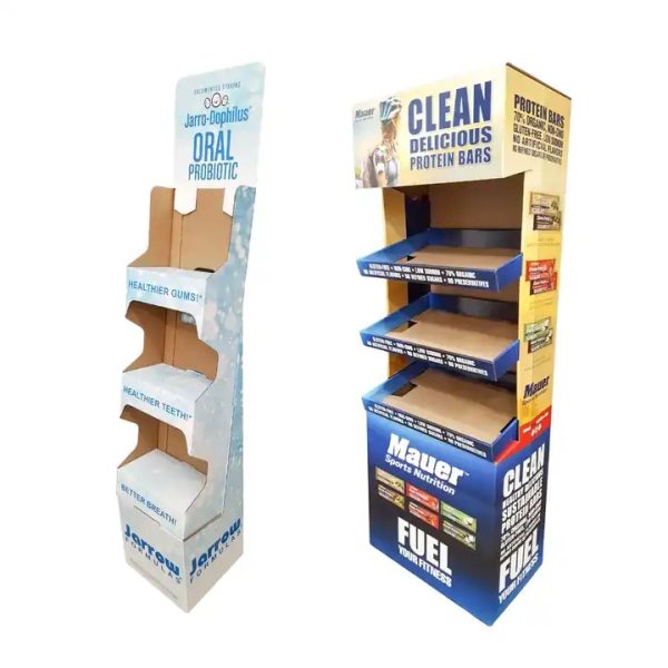 Corrugated Cardboard Floor Custom Display Stand Shelves Racks