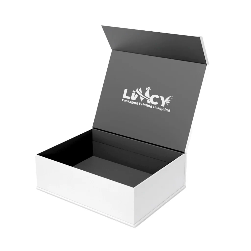 A white box featuring the Lucky logo prominently displayed on its surface.
