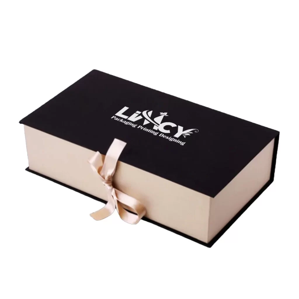 A contrast-color rigid gift box adorned with a ribbon, symbolizing celebration and surprise.