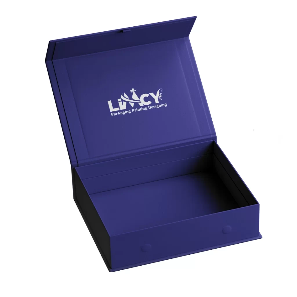 A Navy blue Corporate gift box adorned with the Limcy logo, showcasing its branding.