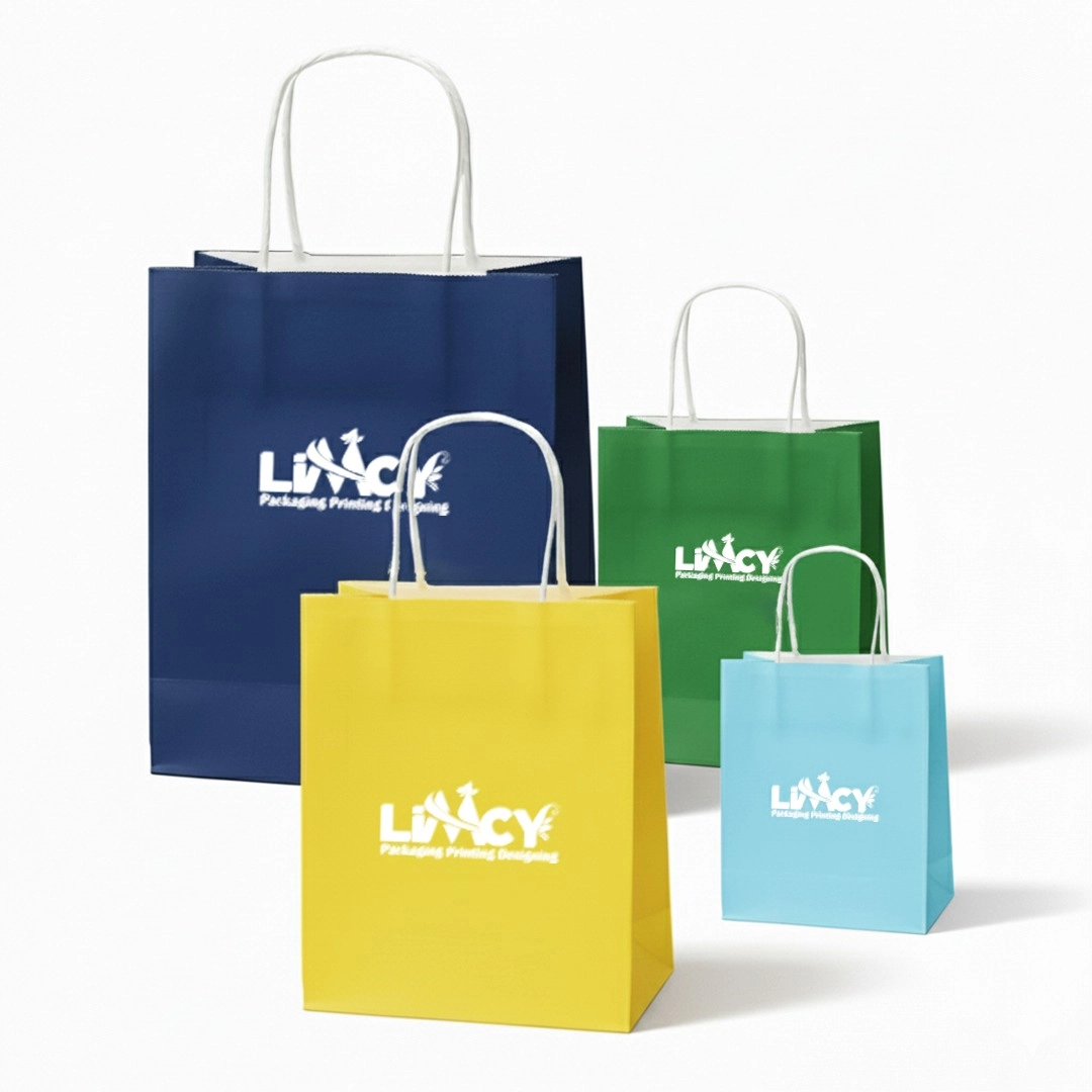 Custom Vertical Paper Bags with Twisted Handle
