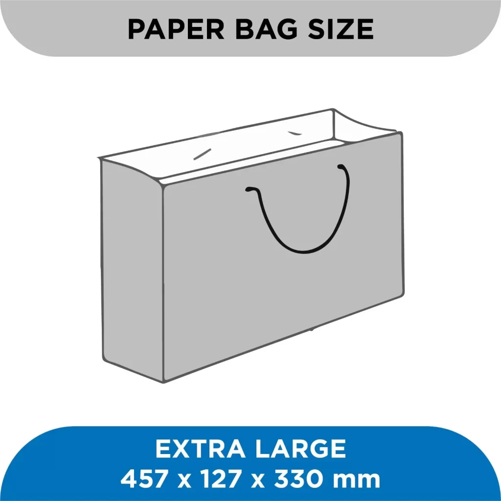 Extra large paper bag with dimensions 457*127*330mm.