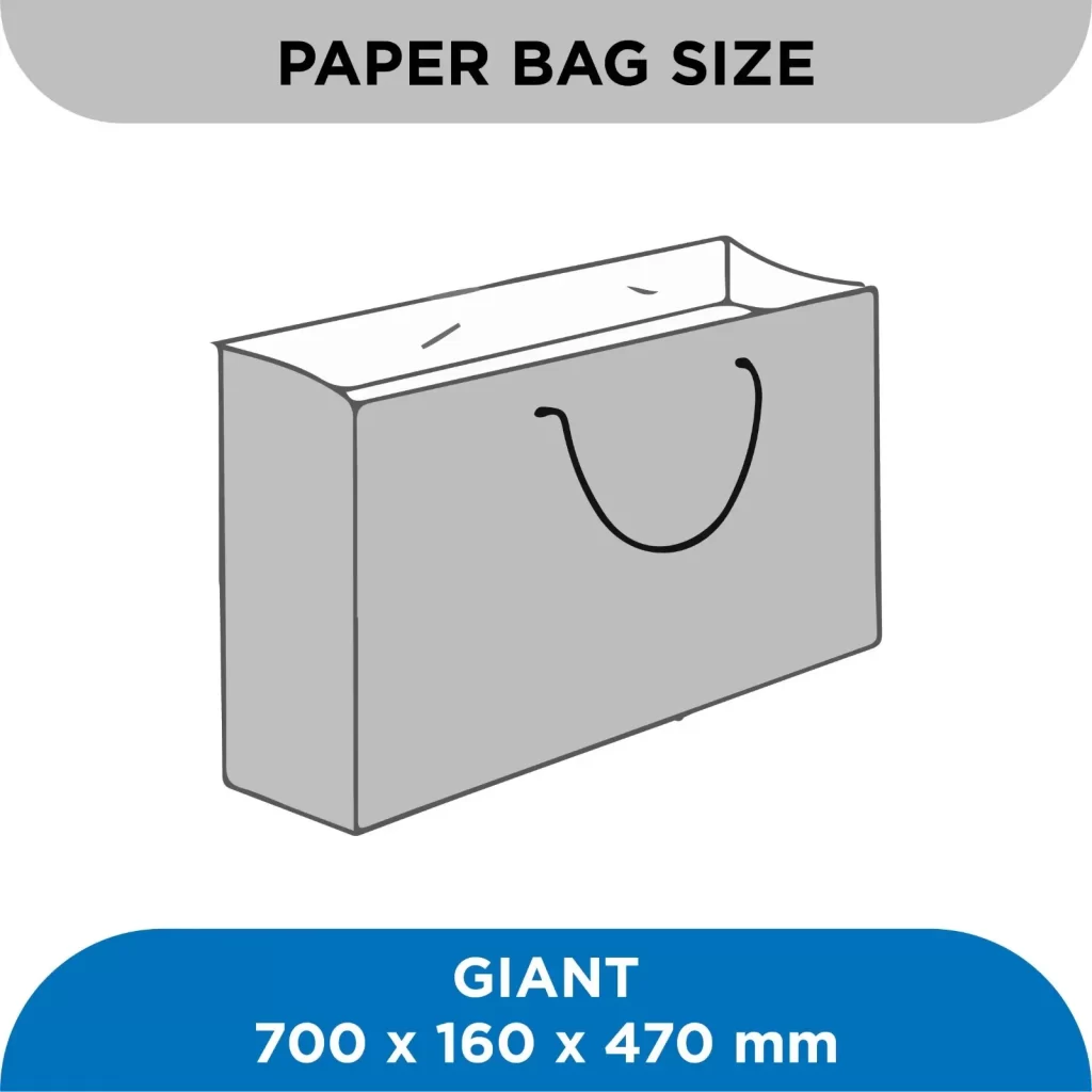 Giant/Jumbo paper bag with dimensions 700*160*470 mm.