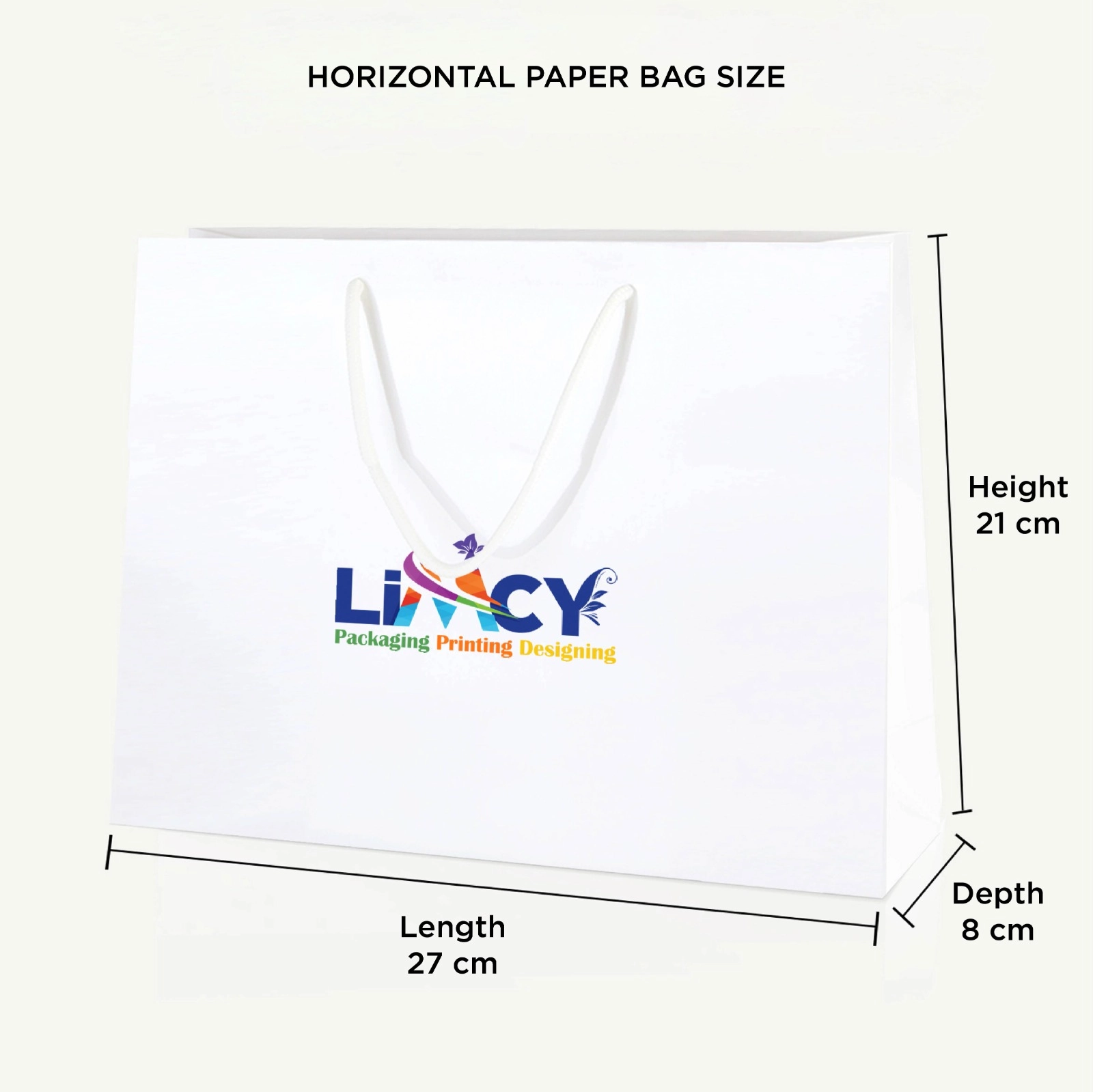 Horizontal Paper Bag Size - 27x8x21 cm