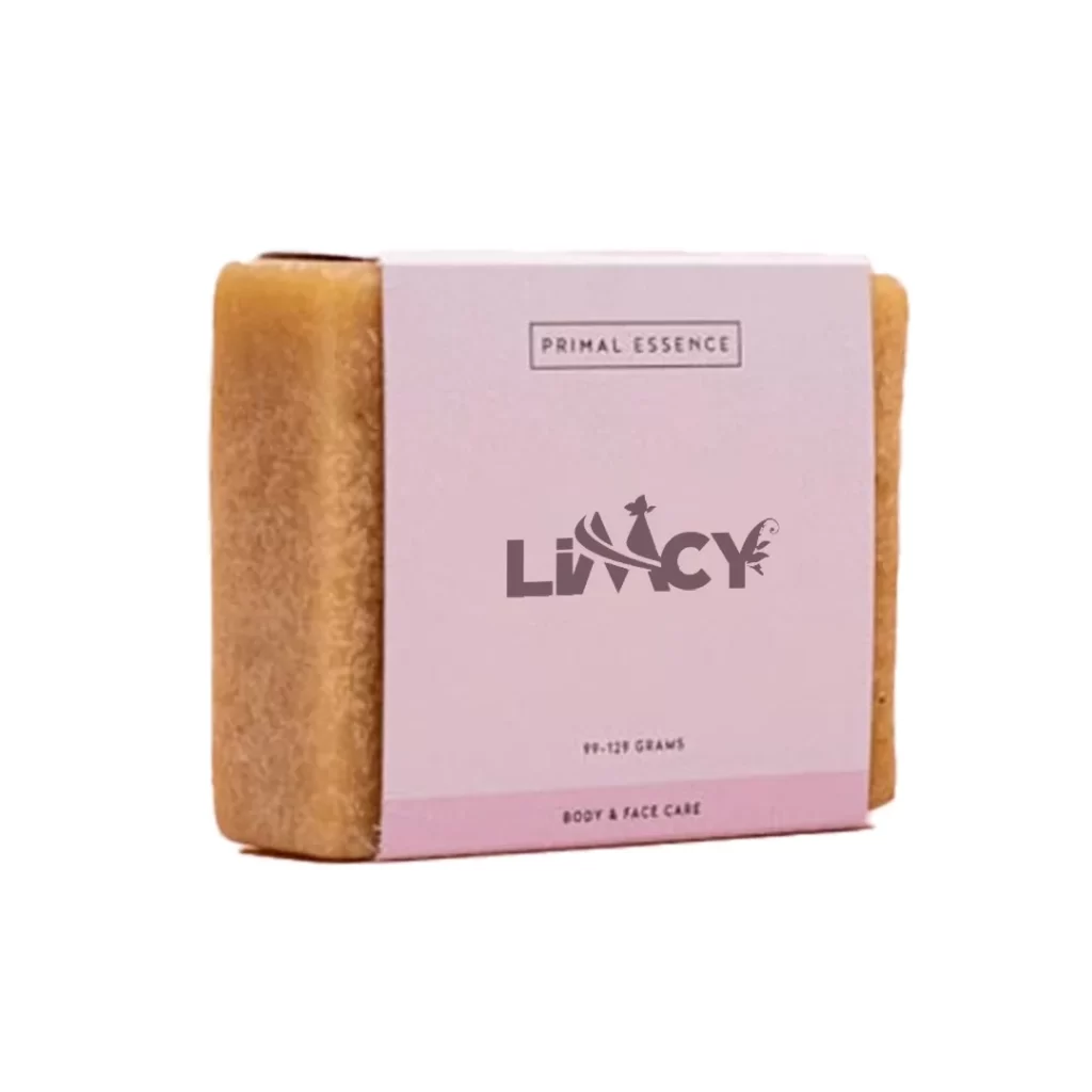 A simple custom soap packaging sleeve wrapping around the soap bar with branded design.