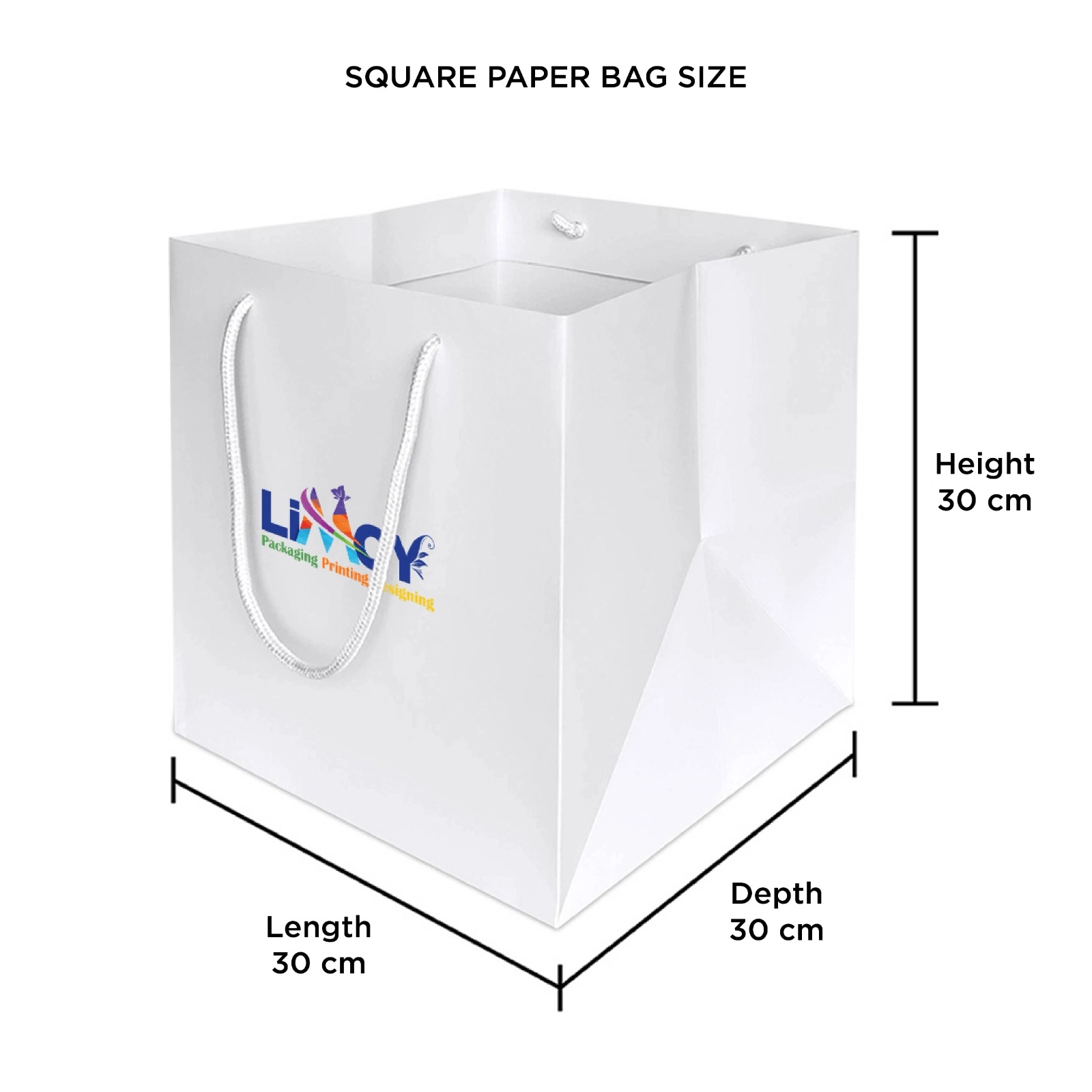 Square Paper Bag Size - 30x30x30 cm