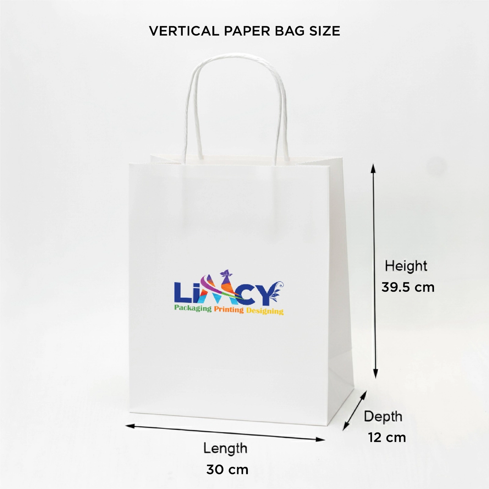 Vertical Paper Bag Size - 30x12x39.5 cm