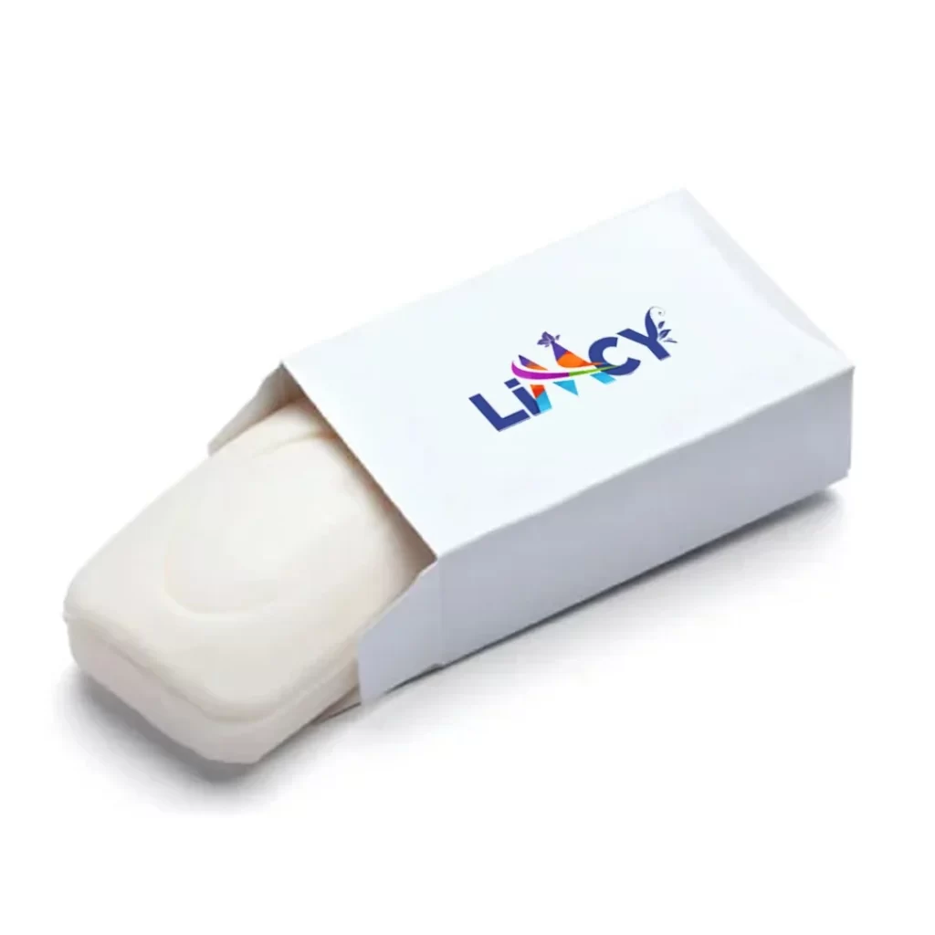 A sleek white cardboard soap box with a printed logo, showcasing minimalist custom soap box packaging.