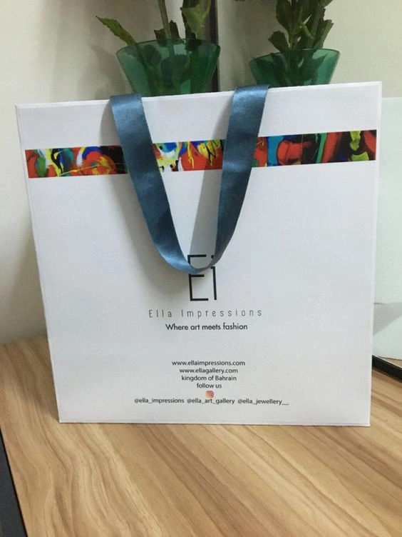250g Custom Horizontal Paper Bag with Ribbon