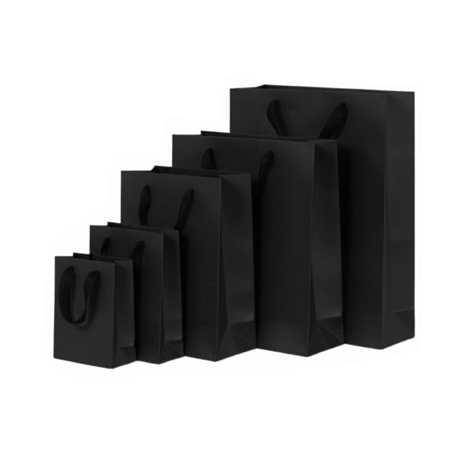 Black Vertical Paper Bags with Ribbon