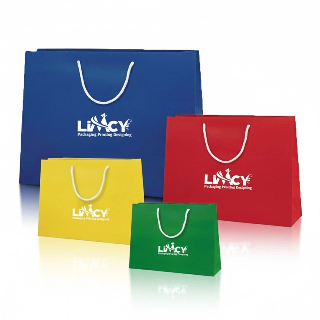 Colored Custom Horizontal Paper Bags with String