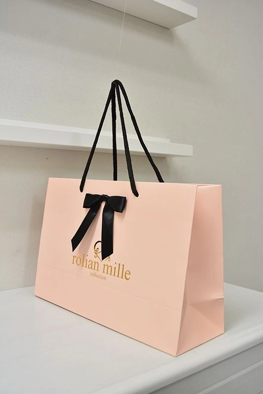 Printed Horizontal Paper Bag with String and Tie