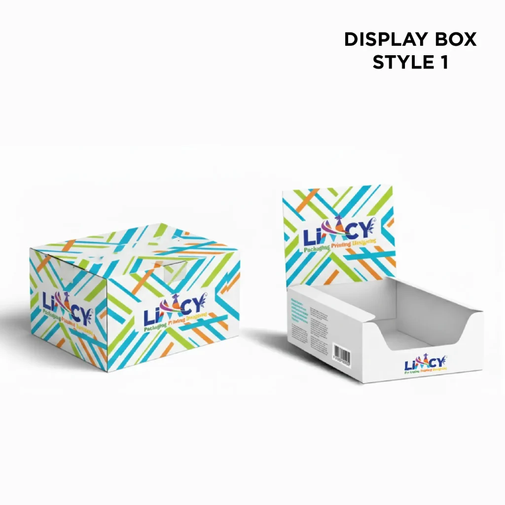 Custom ship ready display box transforming from shipping carton to retail display packaging.