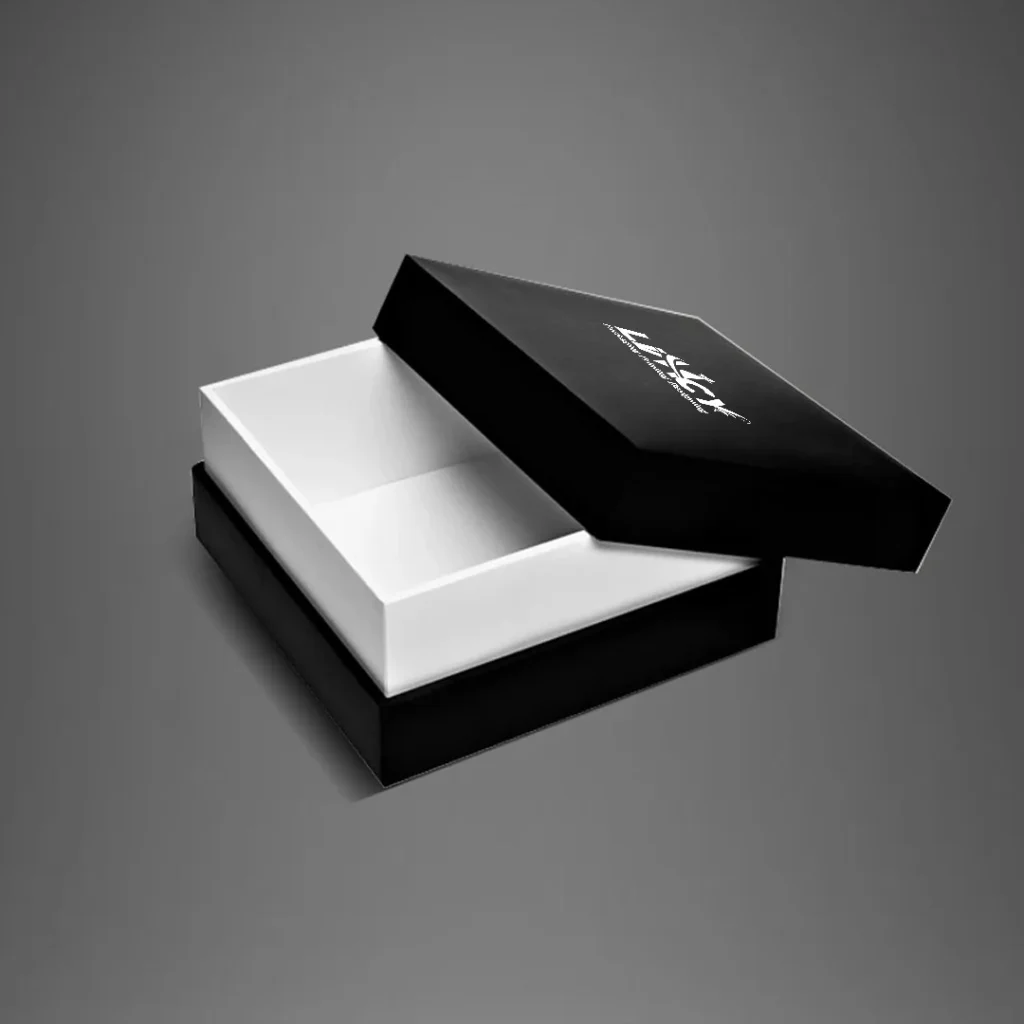 Premium rigid gift box for branded ecommerce packaging.