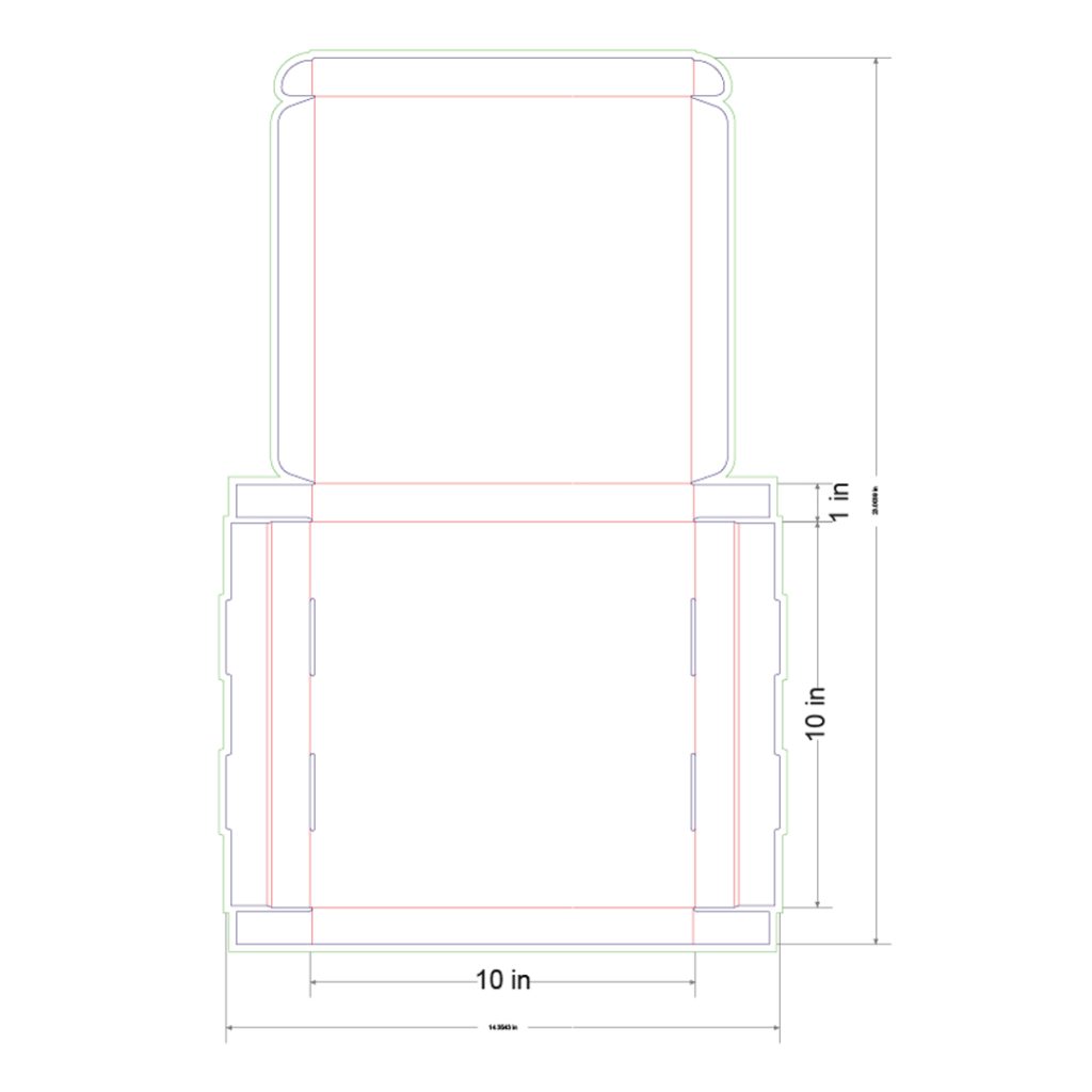 10x10x1 in Mailer Box Template