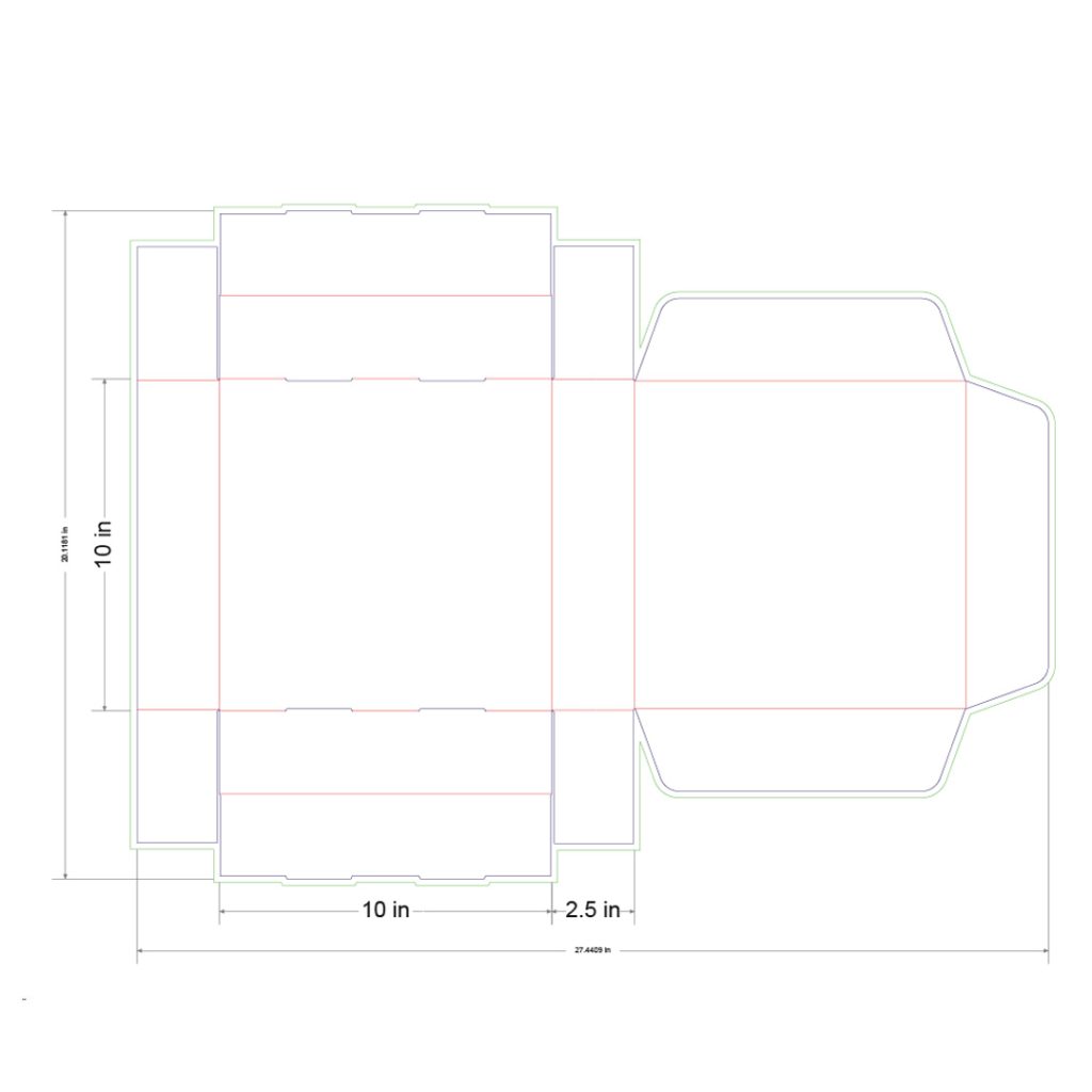 10x10x2.5 in Mailer Box Template