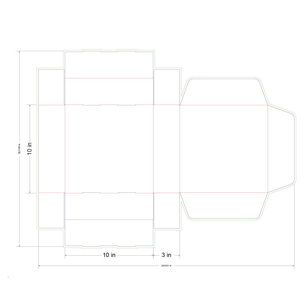 10x10x3 in Mailer Box Template