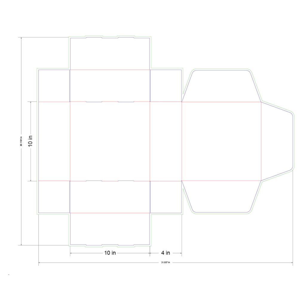 10x10x4 in Mailer Box Template