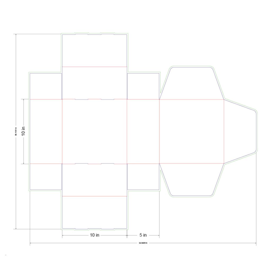 10x10x5 in Mailer Box Template