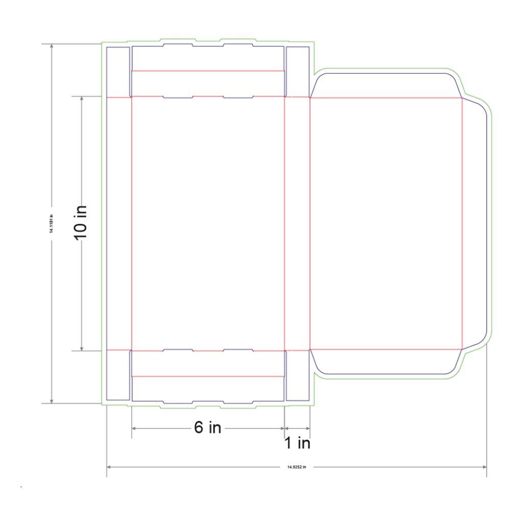 10x6x1 in Mailer Box Template