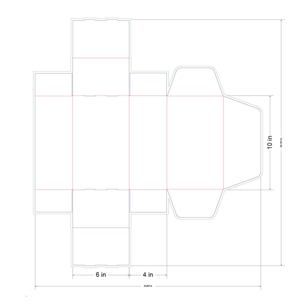 10x6x4 in Mailer Box Template