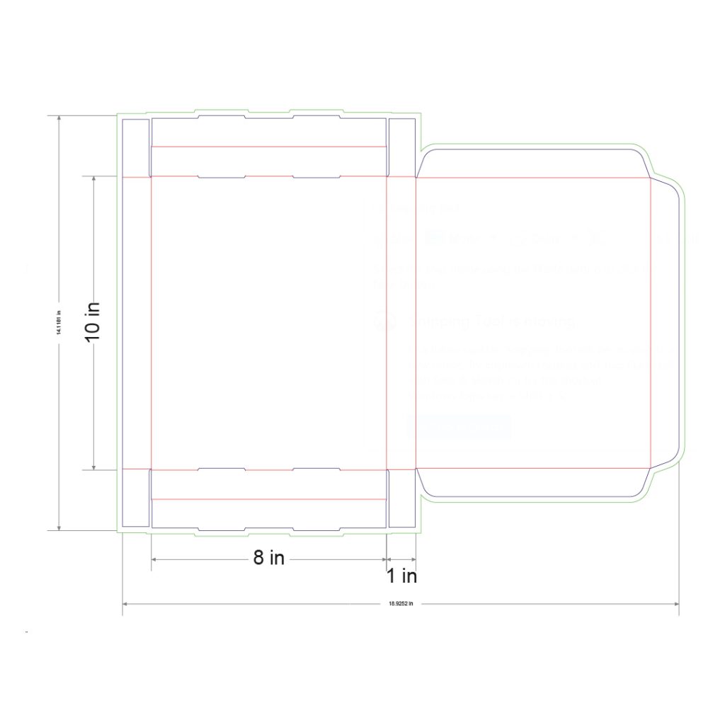 10x8x1 in Mailer Box Template