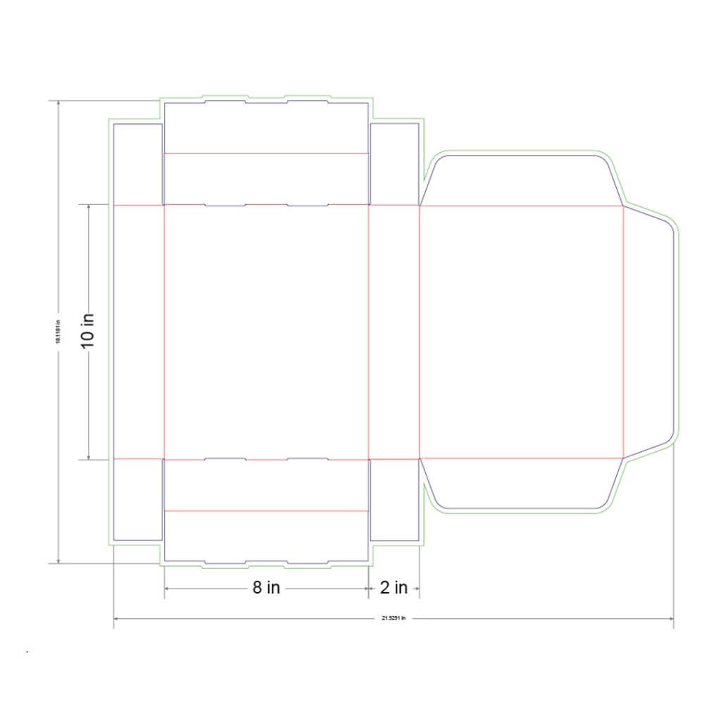 10x8x2 in Mailer Box Template