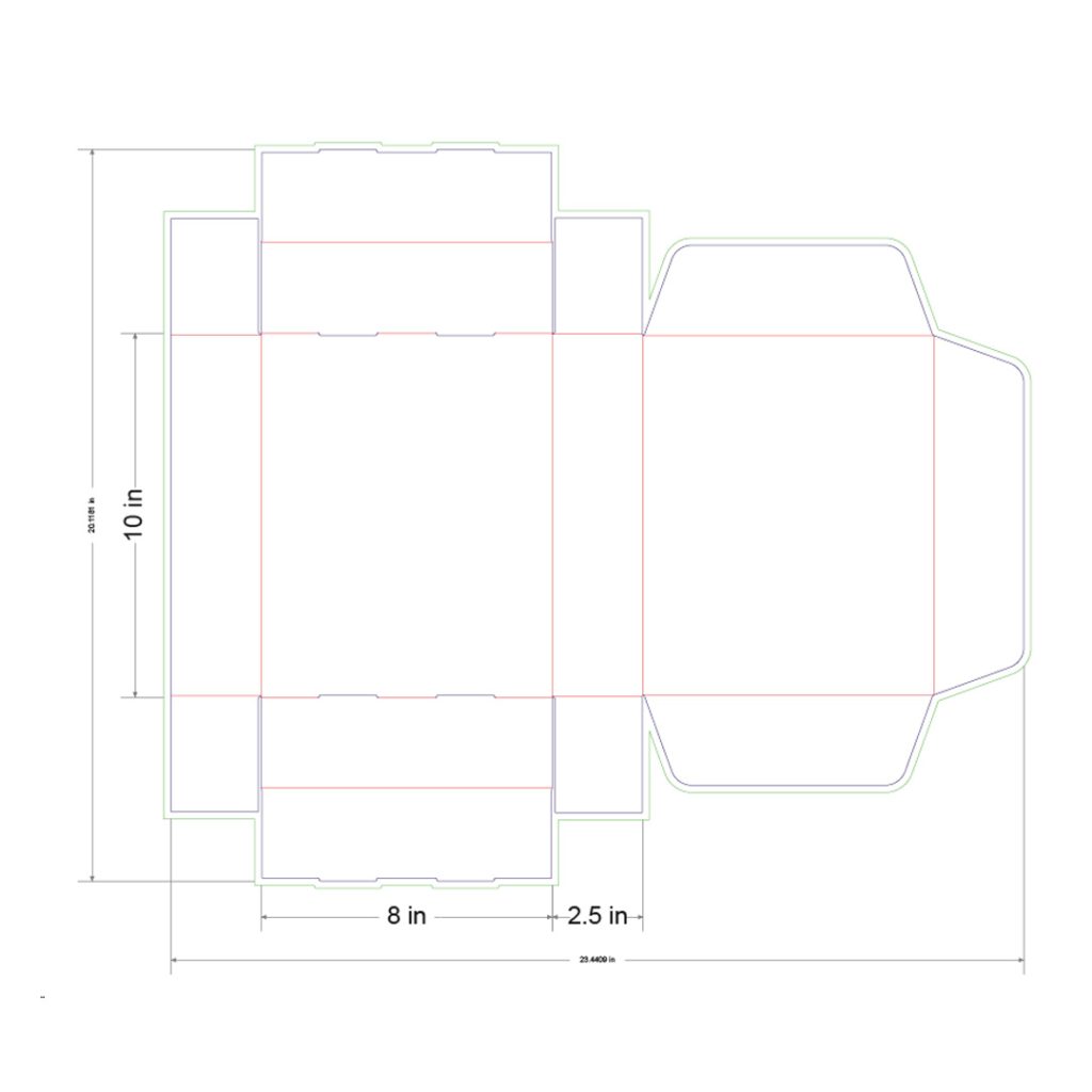 10x8x2.5 in Mailer Box Template