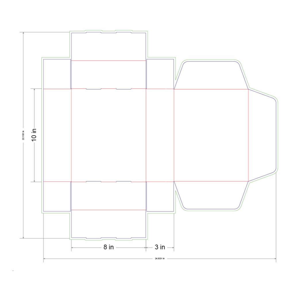10x8x3 in Mailer Box Template