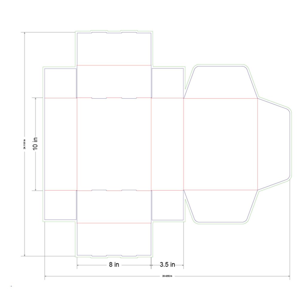 10x8x3.5 in Mailer Box Template