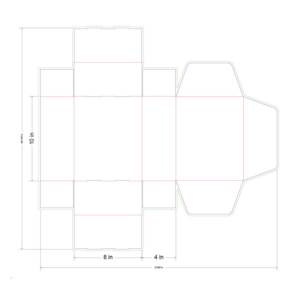 10x8x4 in Mailer Box Template