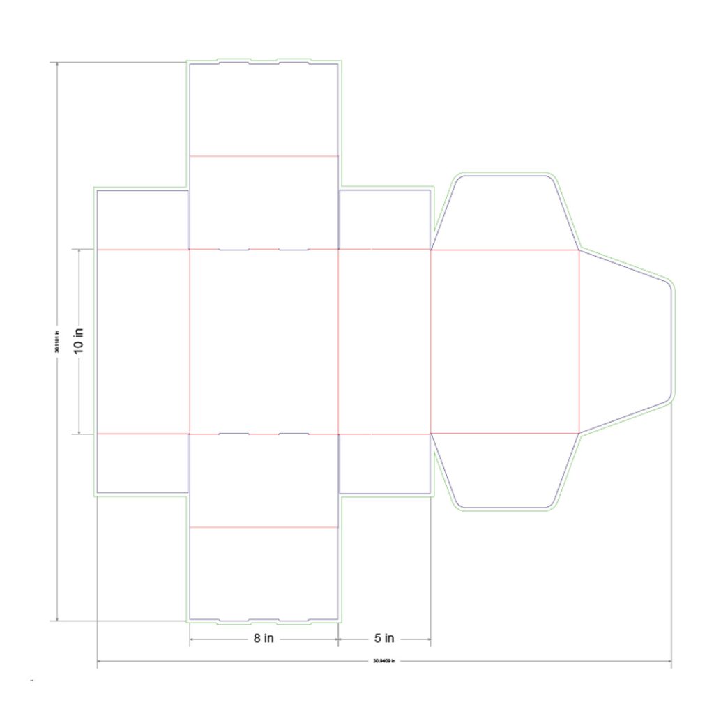 10x8x5 in Mailer Box Template