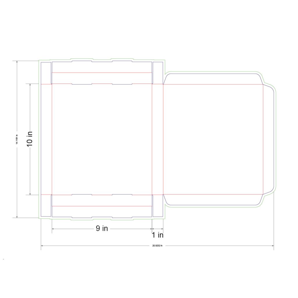 10x9x1 in Mailer Box Template