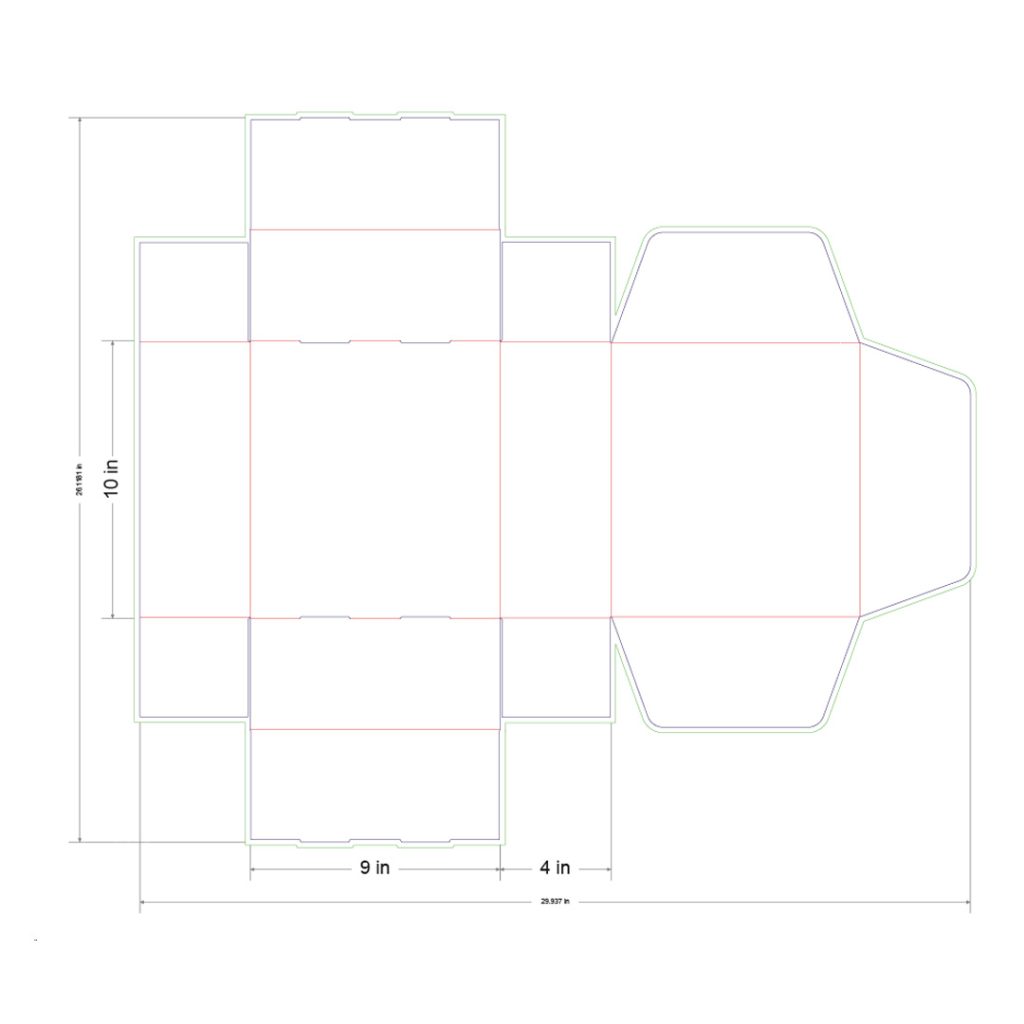 10x9x4 in Mailer Box Template