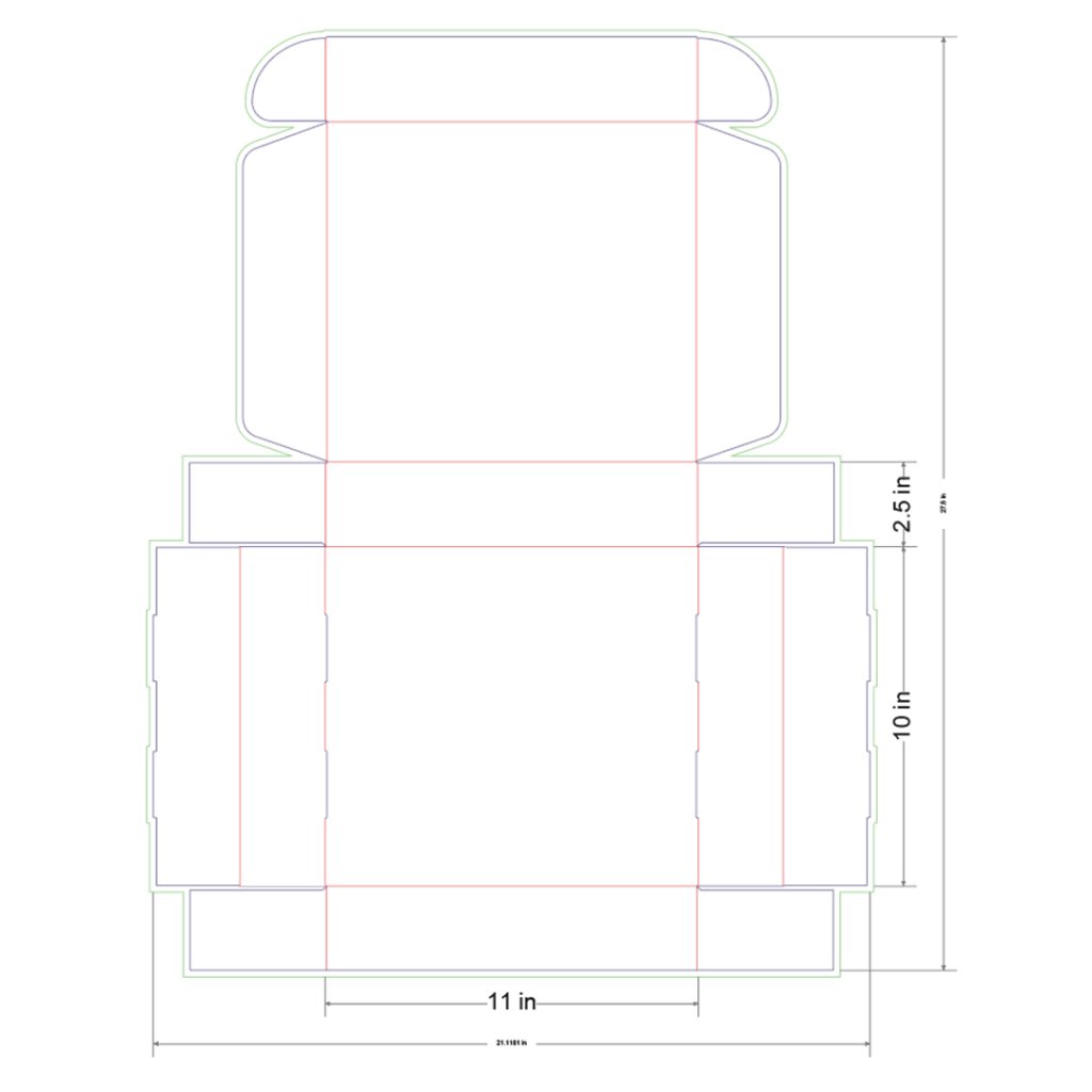 11x10x2.5 in Mailer Box Template