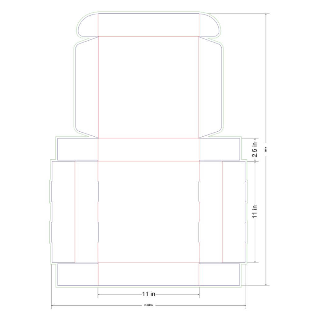 11x11x2.5 in Mailer Box Template