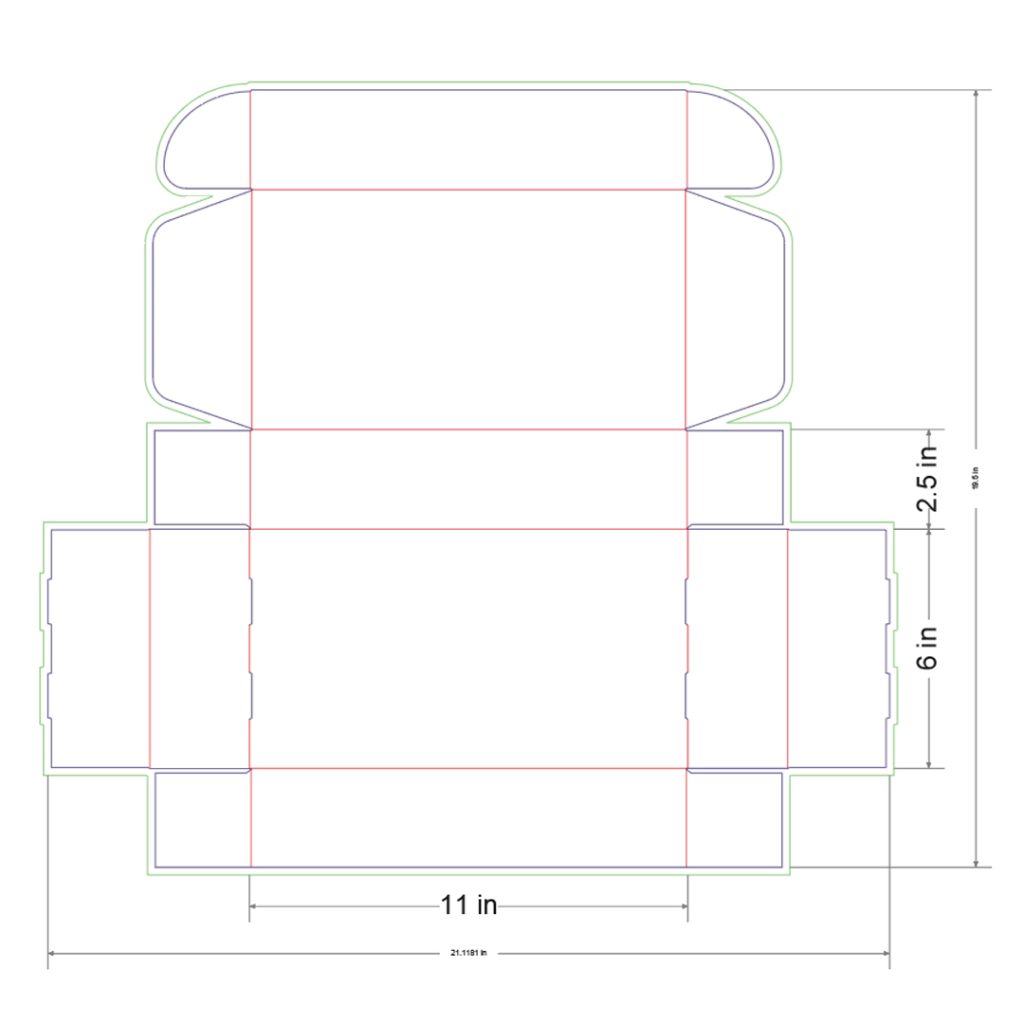 11x6x2.5 in Mailer Box Template