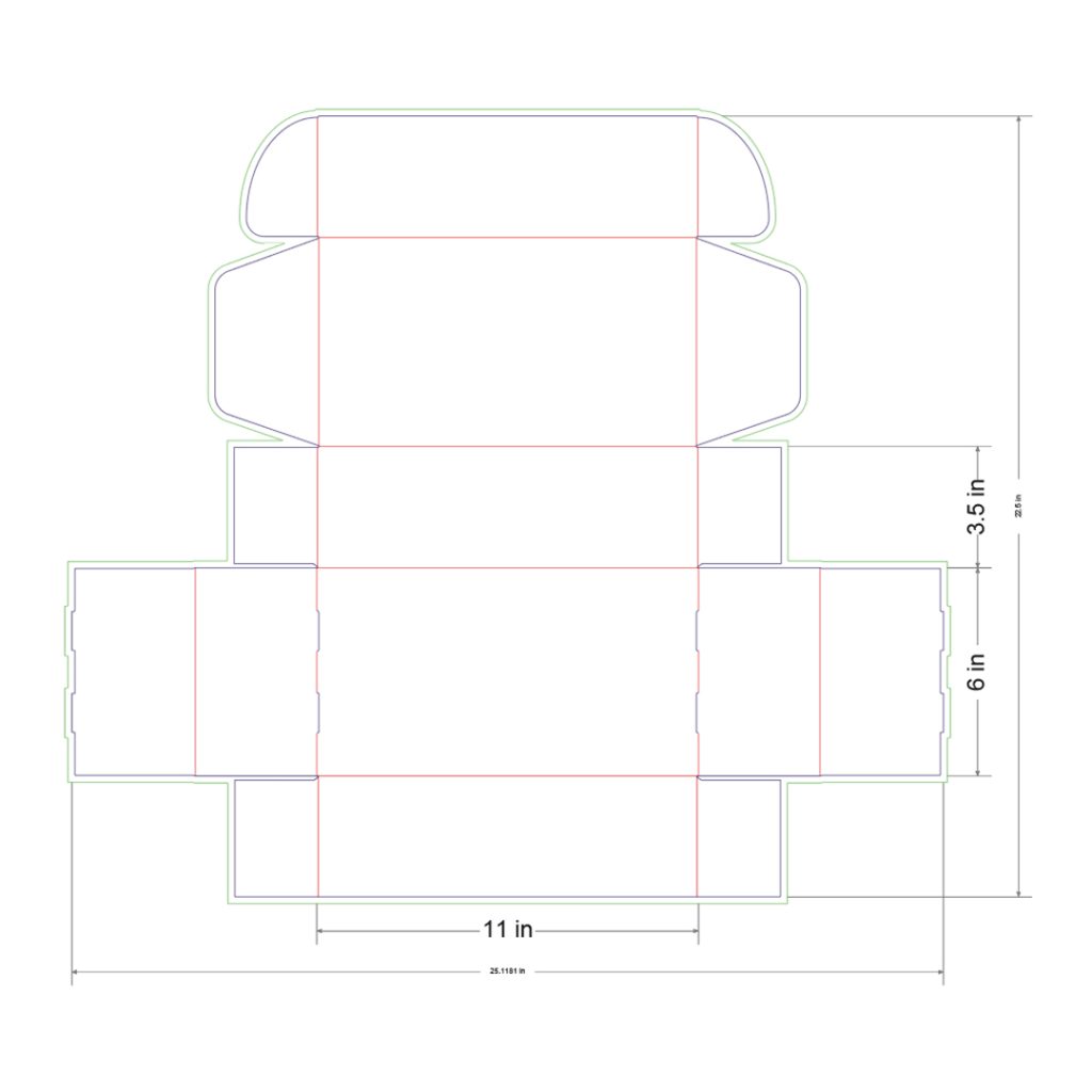 11x6x3.5 in Mailer Box Template