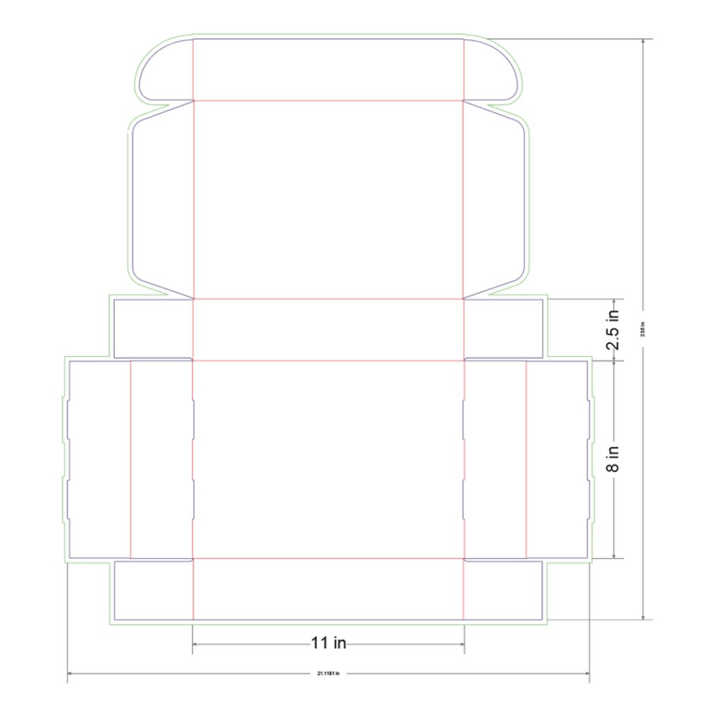 11x8x2.5 in Mailer Box Template