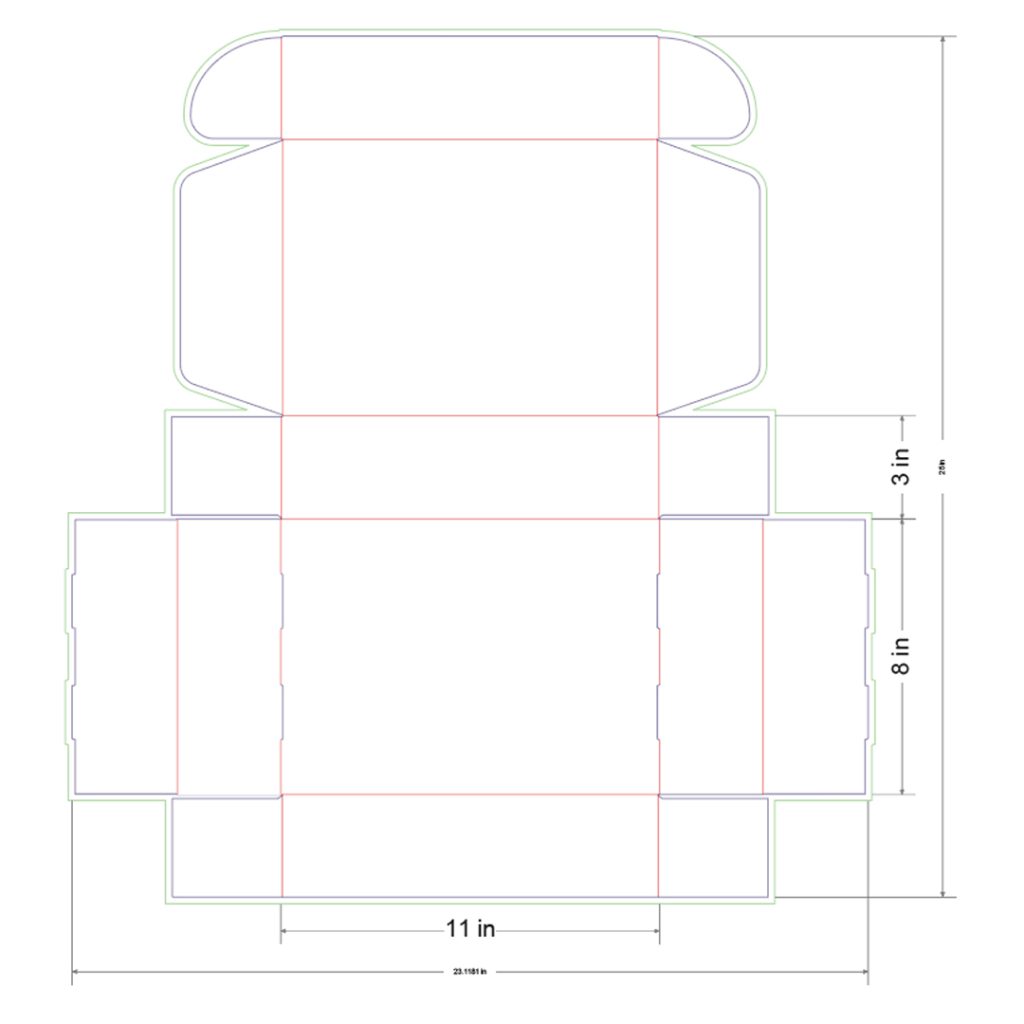 11x8x3 in Mailer Box Template