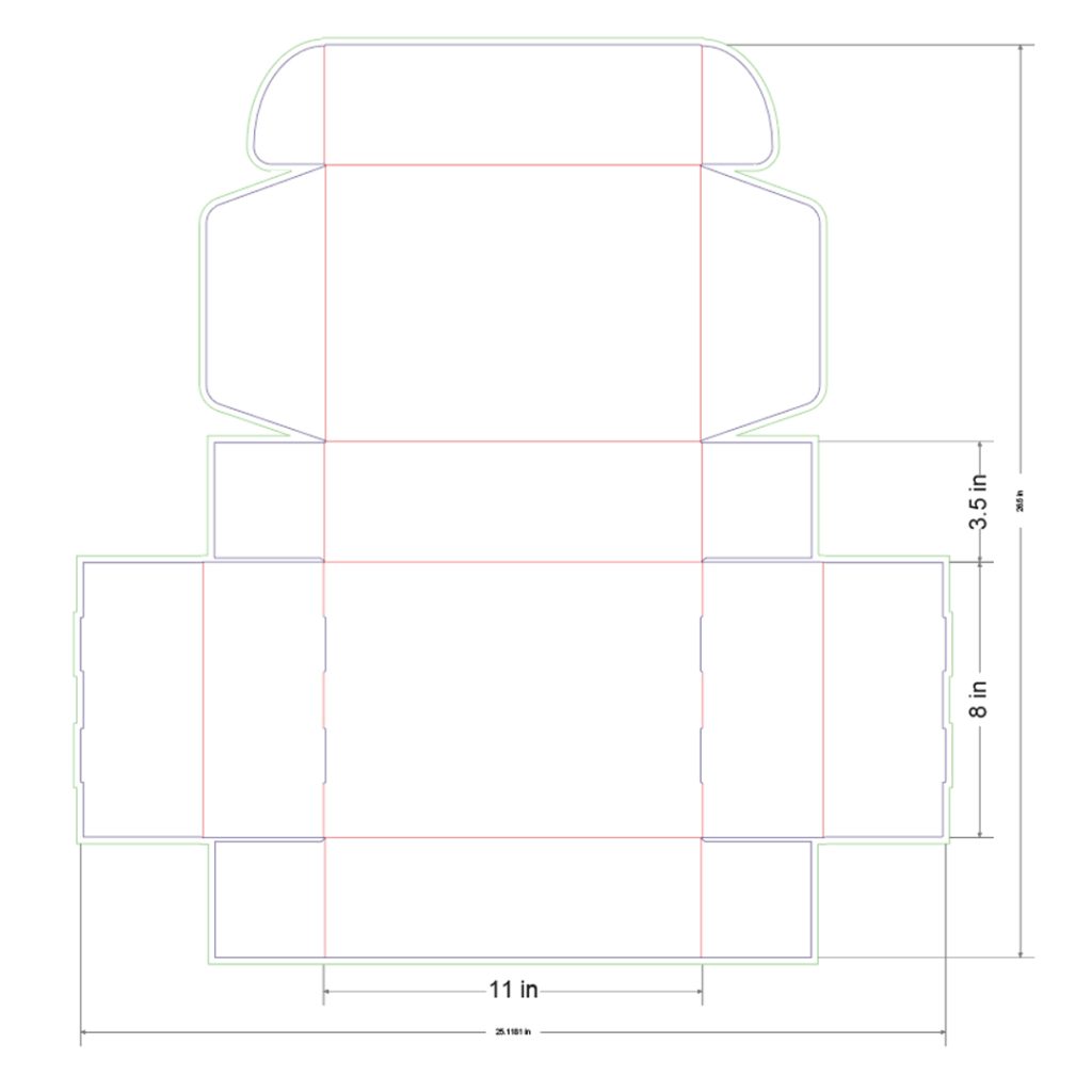 11x8x3.5 in Mailer Box Template