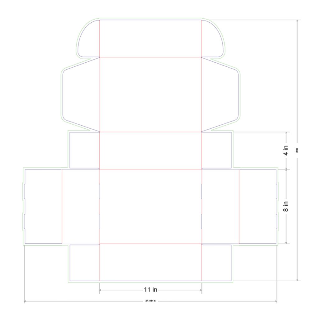 11x8x4 in Mailer Box Template