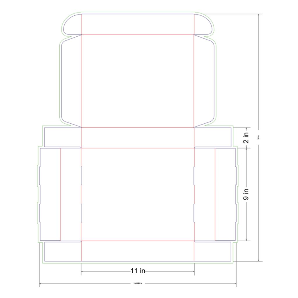 11x9x2 in Mailer Box Template