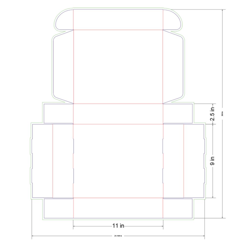 11x9x2.5 in Mailer Box Template