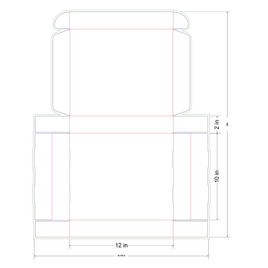12x10x2 in Mailer Box Template