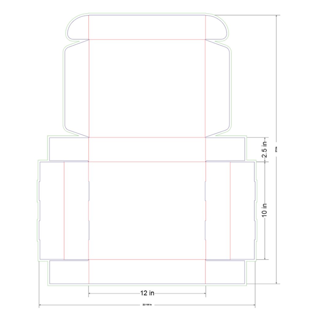 12x10x2.5 in Mailer Box Template