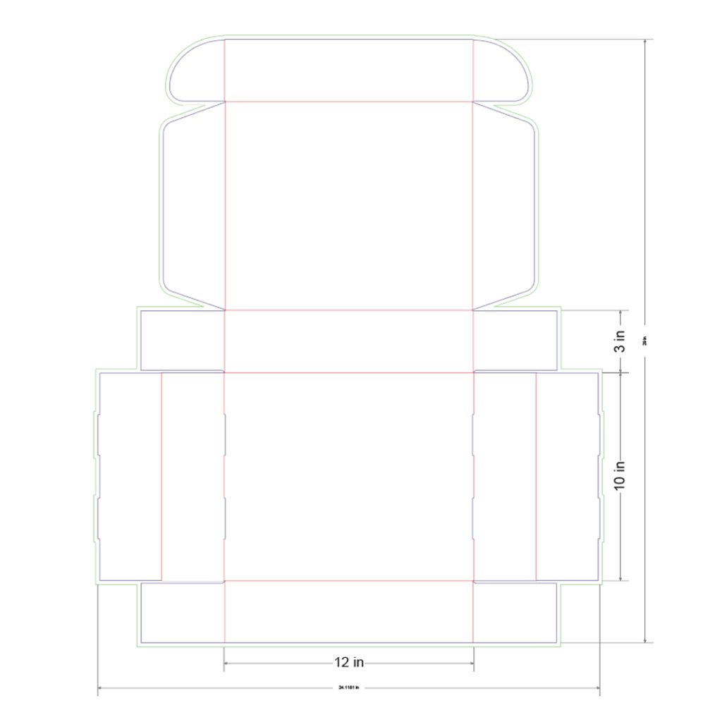 12x10x3 in Mailer Box Template