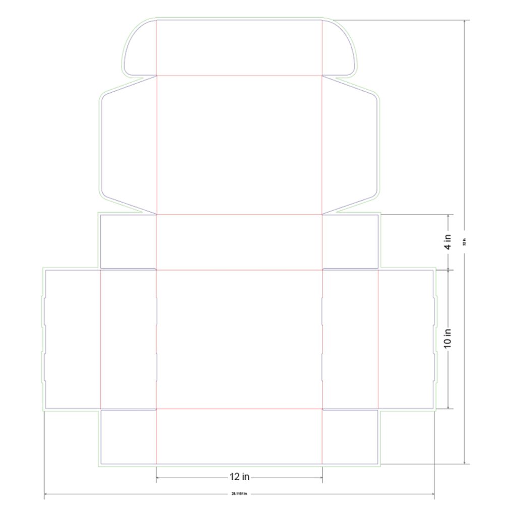 12x10x4 in Mailer Box Template